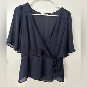 Naf Naf Navy Wrap Blouse